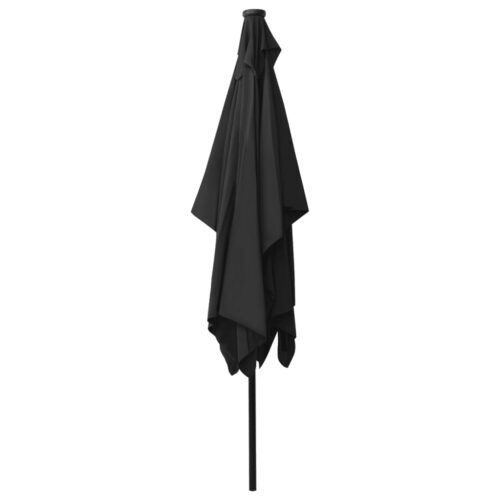 Parasol with LEDs Steel Pole Black 2x3 m - Image 6