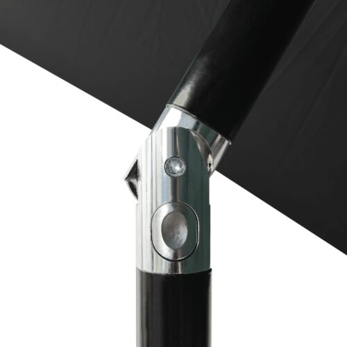 Parasol with LEDs Steel Pole Black 2x3 m - Image 7