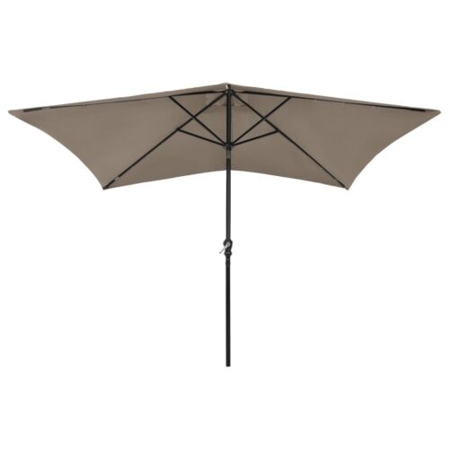 Parasol with LEDs Steel Pole Taupe 2x3 m - Image 2