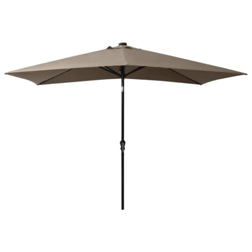 Parasol with LEDs Steel Pole Taupe 2x3 m - Image 3