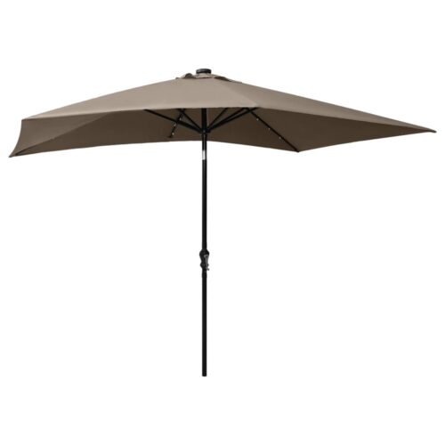 Parasol with LEDs Steel Pole Taupe 2x3 m - Image 4