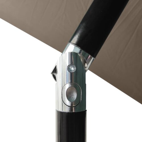 Parasol with LEDs Steel Pole Taupe 2x3 m - Image 7