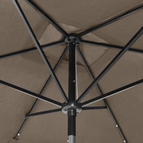 Parasol with LEDs Steel Pole Taupe 2x3 m - Image 9