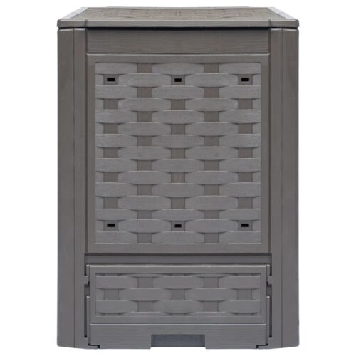 Garden Composters 3pcs Brown 60x60x83cm 900 L Plastic Rattan - Image 2
