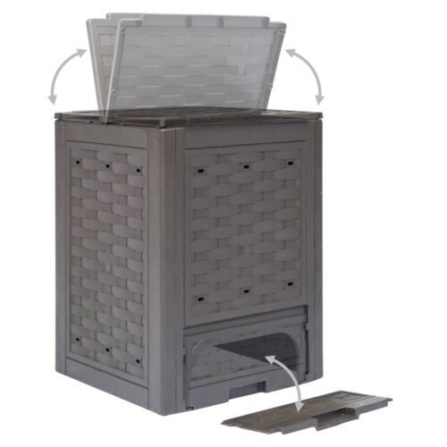Garden Composters 3pcs Brown 60x60x83cm 900 L Plastic Rattan - Image 4