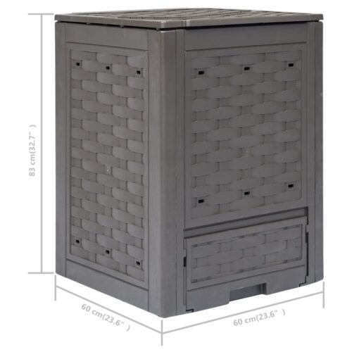 Garden Composters 3pcs Brown 60x60x83cm 900 L Plastic Rattan - Image 7
