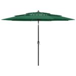 3-Tier Parasol with Aluminium Pole Green 3 m
