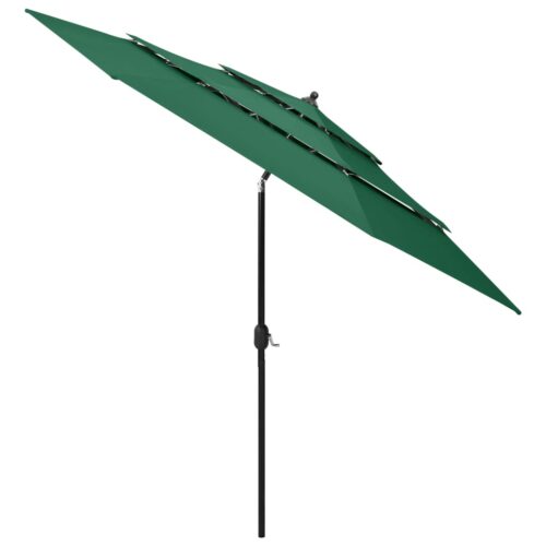 3-Tier Parasol with Aluminium Pole Green 3 m - Image 2