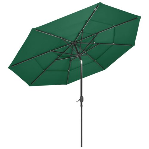 3-Tier Parasol with Aluminium Pole Green 3 m - Image 3