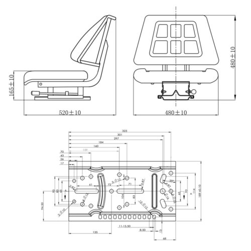 Tractor Seat with Backrest Black - Image 6