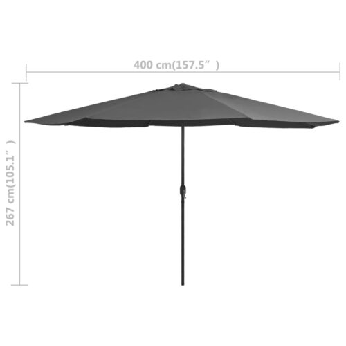 Outdoor Parasol with Metal Pole 390cm Anthracite - Image 7
