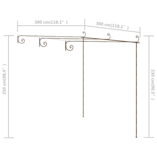 Garden Pergola Antique Brown 3x3x2.5m Iron - Image 7
