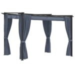 Gazebo with Curtains 3x3m Anthracite Steel