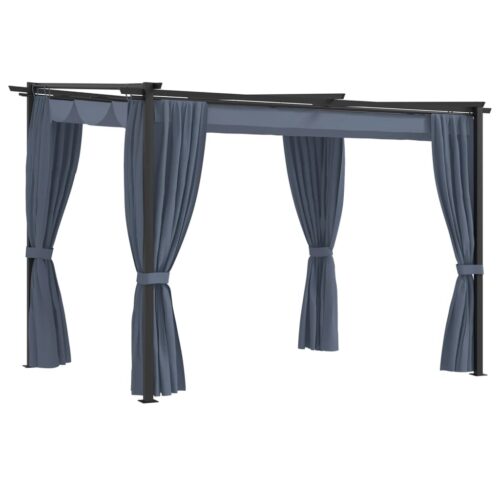 Gazebo with Curtains 3x3m Anthracite Steel