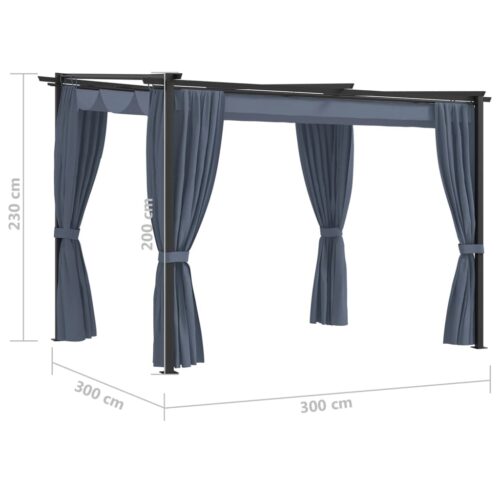Gazebo with Curtains 3x3m Anthracite Steel - Image 4