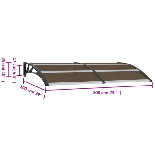 Door Canopy Black 200x100cm PC - Image 6