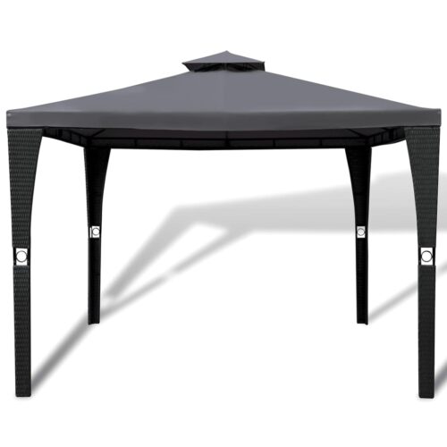 Poly Rattan Gazebo with Dark Grey Roof 3 x 3 m - Image 2