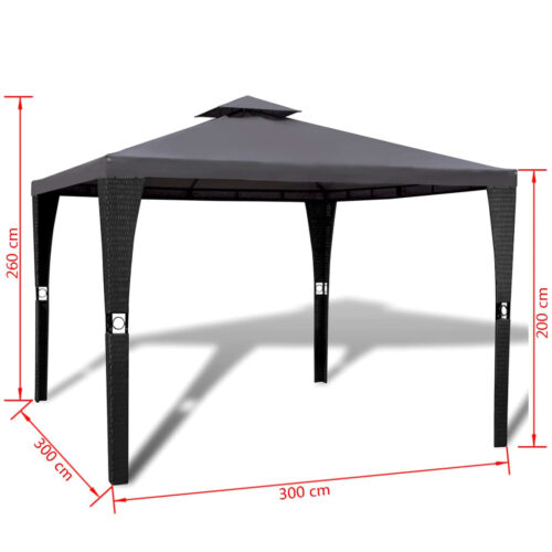 Poly Rattan Gazebo with Dark Grey Roof 3 x 3 m - Image 7
