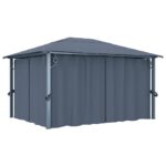 Gazebo with Curtain 400x300cm Anthracite Aluminium