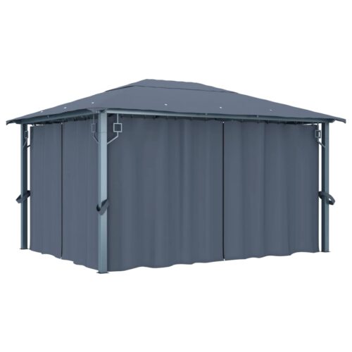 Gazebo with Curtain 400x300cm Anthracite Aluminium