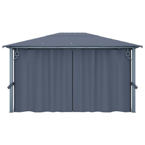 Gazebo with Curtain 400x300cm Anthracite Aluminium - Image 6
