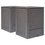 Garden Composters 2pcs Brown 60x60x83cm 600 L Plastic Rattan