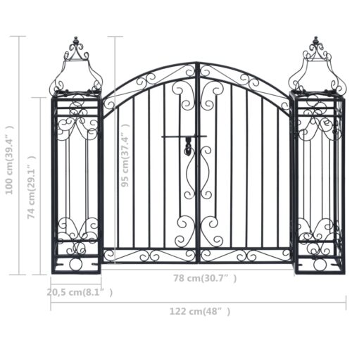 Ornamental Garden Gate Wrought Iron 122x20.5x100cm - Image 6