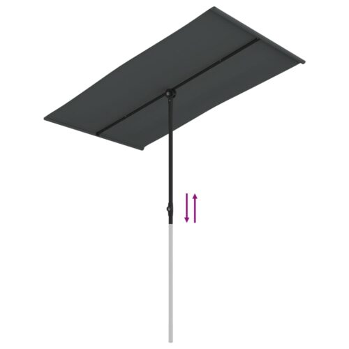 Outdoor Parasol with Aluminium Pole 180x110cm Anthracite - Image 7
