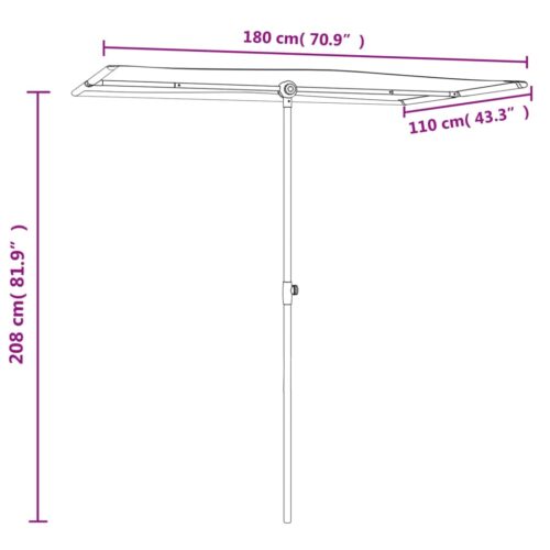 Outdoor Parasol with Aluminium Pole 180x110cm Anthracite - Image 11