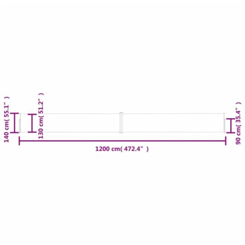 Patio Retractable Side Awning 140x1200cm Cream - Image 10