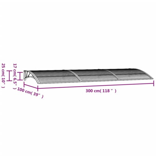 Door Canopy Black 300x100cm Polycarbonate - Image 6