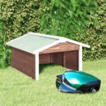 Robotic Lawn Mower Garage 72x87x50cm Mocca White Firwood