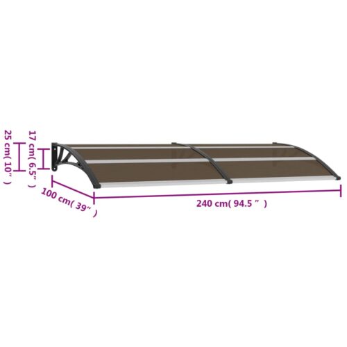 Door Canopy Black 240x100cm PC - Image 6