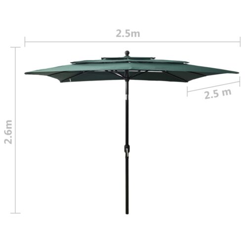 3-Tier Parasol with Aluminium Pole Green 2.5x2.5 m - Image 8