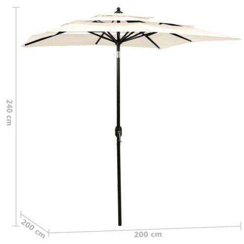 3-Tier Parasol with Aluminium Pole Sand 2x2 m - Image 6
