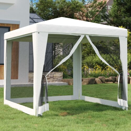 Party Tent with 4 Mesh Sidewalls 2.5x2.5m White - Image 8