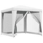 Party Tent with 4 Mesh Sidewalls 2.5x2.5m White