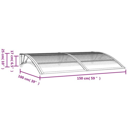 Door Canopy Black 150x100cm Polycarbonate - Image 6