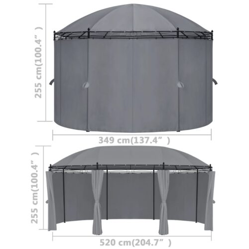 Gazebo with Curtains 520x349x255cm Anthracite - Image 7