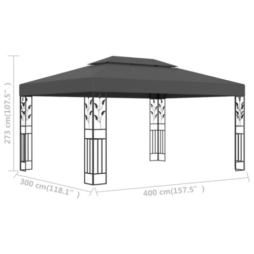Gazebo with Double Roof 3x4m Anthracite - Image 6