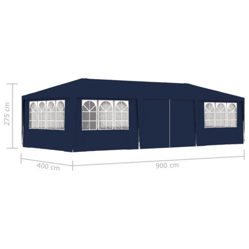Professional Party Tent with Side Walls 4x9m Blue 90 g/m - Image 9