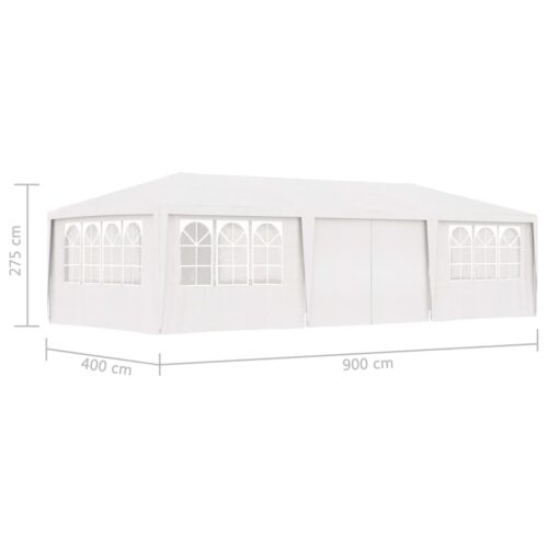 Professional Party Tent with Side Walls 4x9m White 90 g/m - Image 9