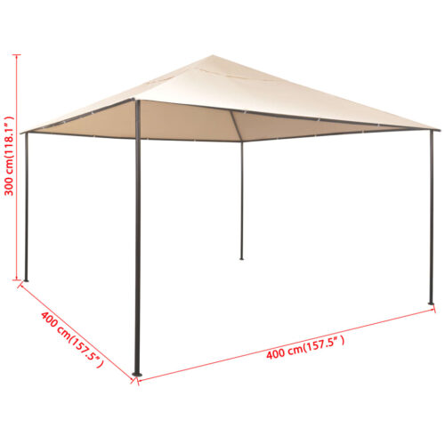 Gazebo Pavilion Tent Canopy 4x4m Steel Beige - Image 8