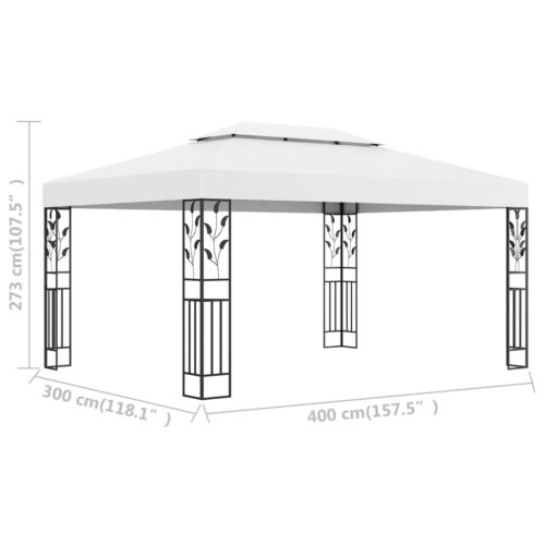 Gazebo with Double Roof 3x4m White - Image 6