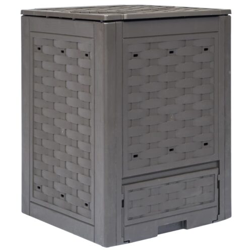 Garden Composter Brown 60x60x83cm 300 L Plastic Rattan
