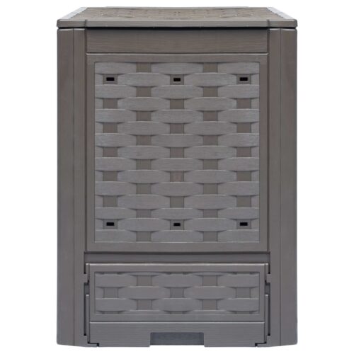 Garden Composter Brown 60x60x83cm 300 L Plastic Rattan - Image 2