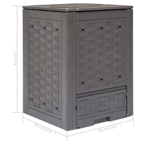 Garden Composter Brown 60x60x83cm 300 L Plastic Rattan - Image 7