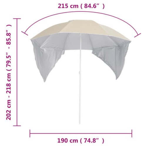 Beach Parasol with Side Walls Sand 215cm - Image 9