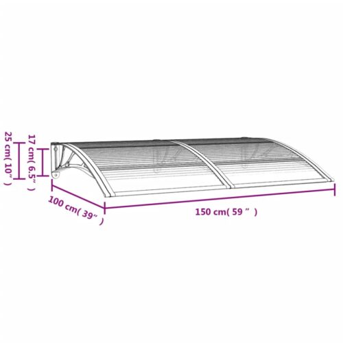 Door Canopy Grey 150x100cm Polycarbonate - Image 6