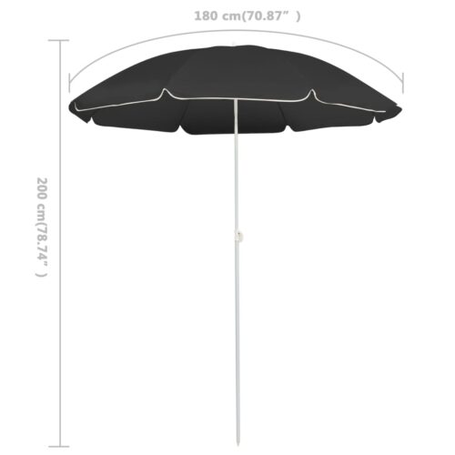 Garden Parasol with Steel Pole Anthracite 180cm - Image 5